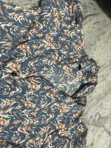 Patterned Long Sleeve Button Down Shirt