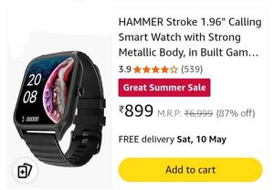 HAMMER Stroke 1.96&#34; Calling Smart Watch with Stron