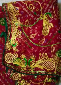 Red &amp; Gold Embroidered Sari