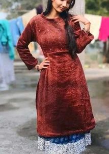 Woollen Fur KURTA Plazo Set