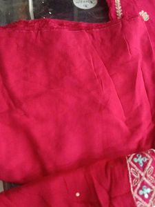 Red Embroidered Salwar Kameez Suit