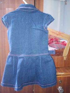 Denim Dress with Cute Embroidery
