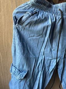 Light Blue Denim Cargo Pants