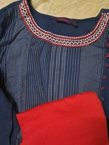 Blue N RED LEGGING  Kurta Set
