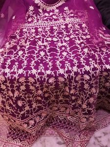 Beautiful Net Semi Stitched Gown With Dupatta