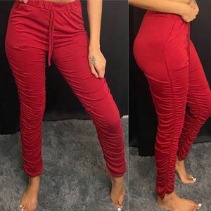 Pintrest Red Ruched Detail Leggings