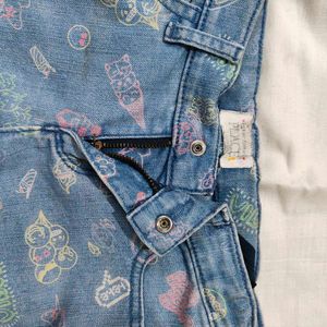 Cute Printed Denim Shorts