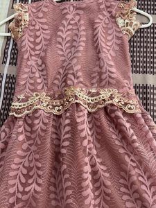 Cute peach with Lace frock