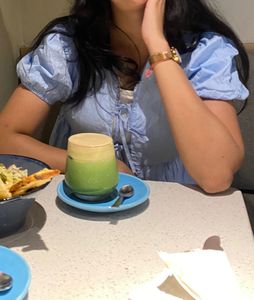 Cute Blue Tie-Front Peplum Top