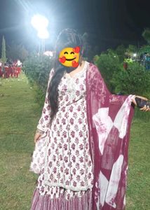 Wine Jaipuri Sharara Set