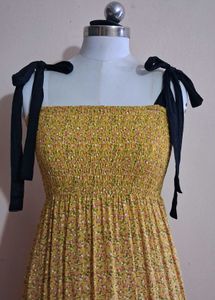 Floral Tie-Strap Smocked Dress
