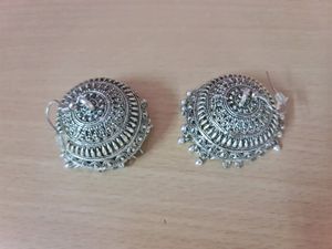 Big Oxidized Silver Jhumkas