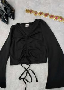 Bell Sleeve Black Top