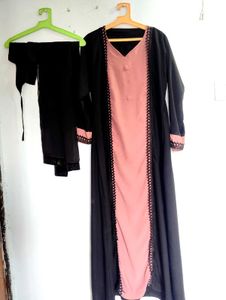 Elegant Abaya Set Pitch Color With Nakab