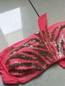 Pink Sequin Zebra Print Bandeau Bikini Top