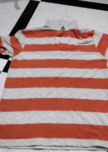 Cavana Checked Shirt Solid Collor With ORANGE STRIP T SHIRT