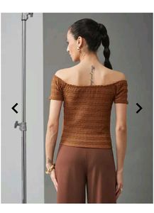 Brown Off-Shoulder Top