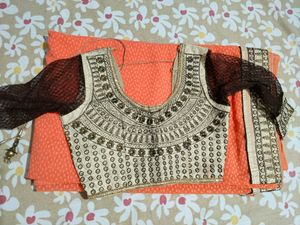 Orange Saree With Blouse