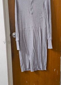 Imported Gray Quarter-Zip Dress By Next