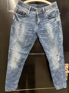 Benetton mid waist cropped light fade jeans