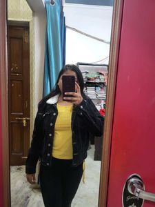 Denim Jacket With Fur Collar