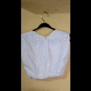White Sleeveless Crop Top