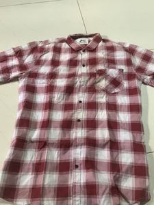 Rusty Red &amp; White Plaid Shirt - Men&#39;s Size L