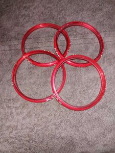 Red &amp; Rhinestone Bangles (Set of 4)