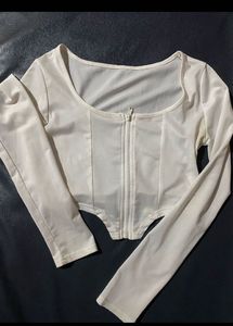 White Long Sleeve Corset Top