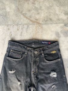 Diesel Ripped Straight Fit Black Jeans