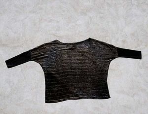 Very Stylish Black Golden With Silver Saini Top
