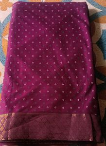 Purple Silk Saree with Gold Border