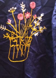 Navy Blue Embroidered Kurti