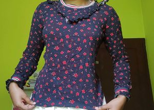Full Sleeve Black Floral Top – Red Flowers |