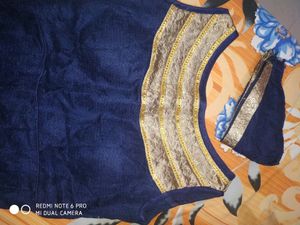 Elegant Navy &amp; Gold Anarkali Dress