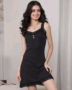 Cute Black Lace Trim Nightdress