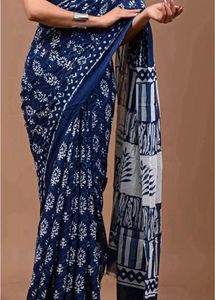 Elegant Indigo Print Saree