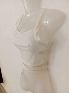 White Ribbed Crop Top