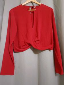 H&amp;M Red Knotted Long Sleeve Top♥️
