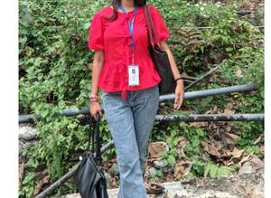 Pinteresty Red Puff Sleeve Tie-Front Top