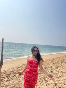 Red Tie-Dye Bodycon Dress