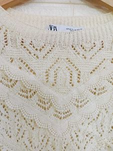 Zara Knit Top with Lace Details
