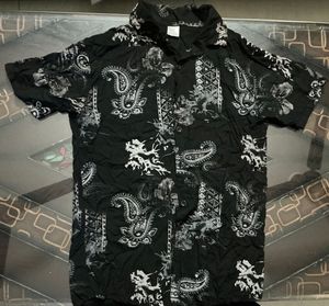 Unisex Stylish Black Patterned Shirt