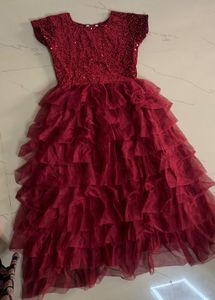 Stunning Red Tiered Tulle Dress