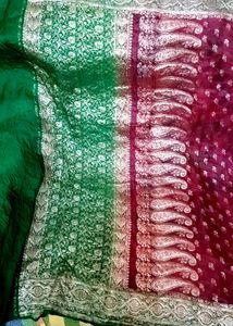Vintage Original Banarasi Saare Fabric Silver Work