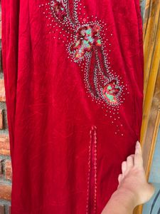 Red Embellished Maxi Dress