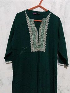Libas Green Embroidered Kurti