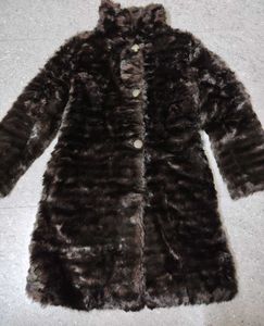 Brown Faux Long Fur Coat