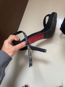 Black Stiletto Open Toe Heels