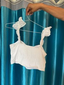 White Ruffle Crop Top